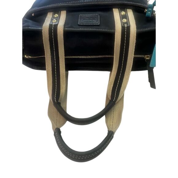 Coach Black Hampton Canvas Leather & Suede Tote Vintage Y2K - Picture 4 of 10